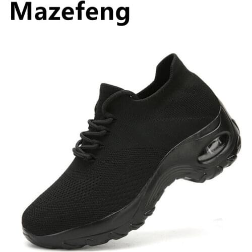 2021 Running Shoes Women Breathable Casual Shoes Outdoor Light Weight Sports Shoes Casual Walking Platform Ladies Sneakers Black