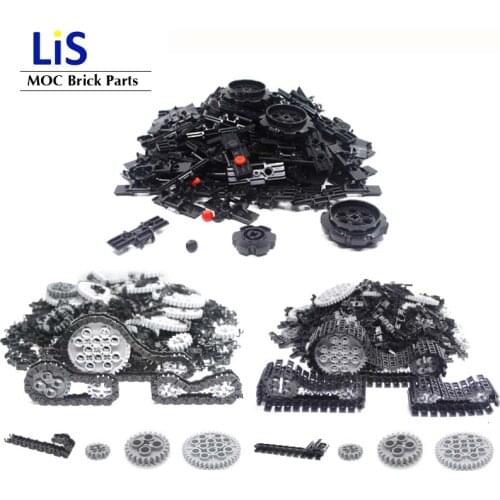NEW 300-700Pcs/Lot Technic Link Chain with Beveled Reinforced EdgeTank Track Chain Track Rubber Stopper Parts MOC Brick Diy Toys