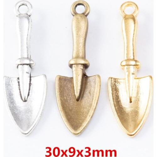 45 pieces of retro metal zinc alloy shovel pendant for DIY handmade jewelry necklace making 7005