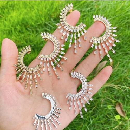 5pair/lot Fashion plated cz earring ,cute big radial shape earring stud ,colorful earring wholesale