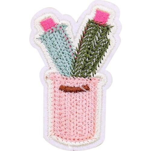 5PCS Cartoon Cactus Patches Cute Girls Clothes Stickers Iron on Transfer for Clothing Embroidery Applique DIY Sewing Supplies