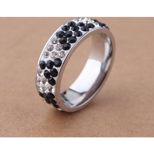 Free shiping wholesale jewelry lot womens rings Glamorous Black And White 316L Stainless Steel Ring
