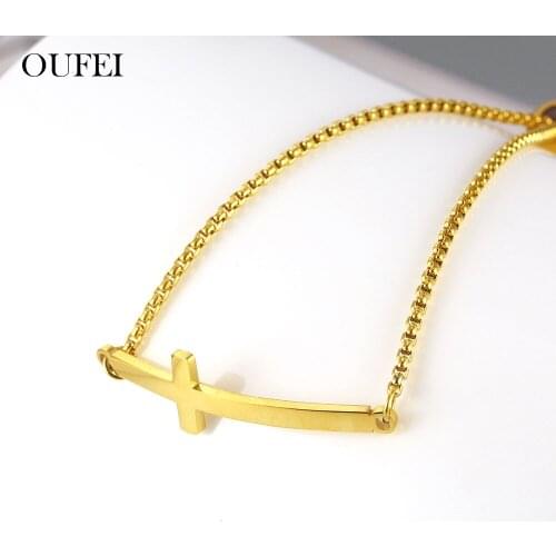 OUFEI Cross Stainless Steel Bracelets Bangles Woman Vogue 2019 Chain Link Bracelet Jewelry Accessories Mass Effect