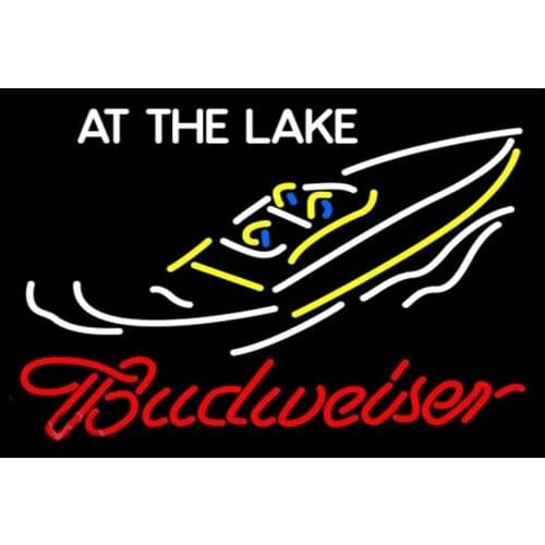 Budweiser Boat At The Lake Custom Handcrafted Real Glass Tube KTV Beer Bar Store Advertise Decoration Display Neon Signs 24X20"