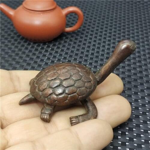 Pure copper tortoise longevity turtle home decoration long neck small turtle solid copper old turtle tea pet health gift