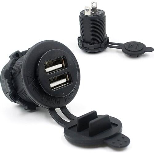 DC 12V / 24V Car Cigarette Lighter Socket Universal Dual USB Car Charger Adapter Recessed Car Accessories 5V 2.1A/2.1A