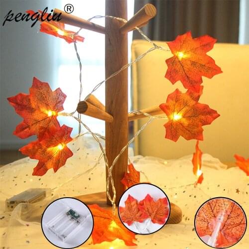 3M 20 Leds Maple Leaves Garland Lights Fairy Lamp Battery Powered String Lights for Christmas New Year 2021 DIY Decoration