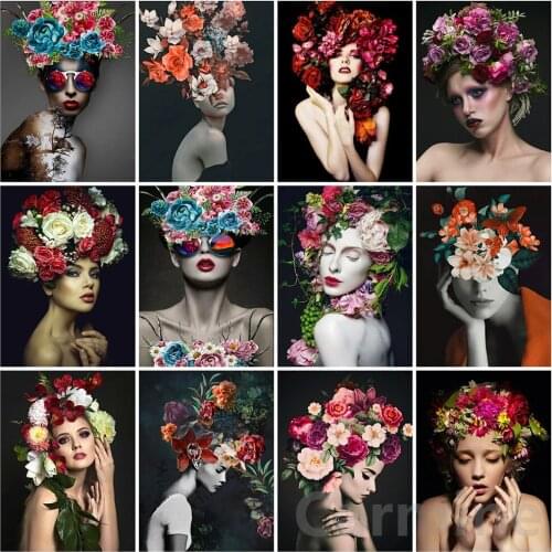 Portrait New Arrival DIY 5D Diamond Painting Woman Flower Cross Stitch Kit Embroidery Picture Round&Square Drill Home Decoration