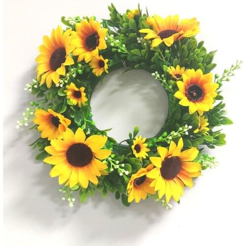 Summer Front Door Sunflower Decoration Artificial Sunflower Wreath Handmade Yellow Flower Garlands Flower Door Decoration