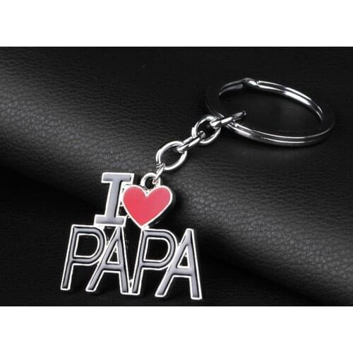 Fashion Letter I Love Mom/Dad I Love Mama/Papa Enamel Pendant Keychains Keyrings For Mother Father Gift Christmas Gift