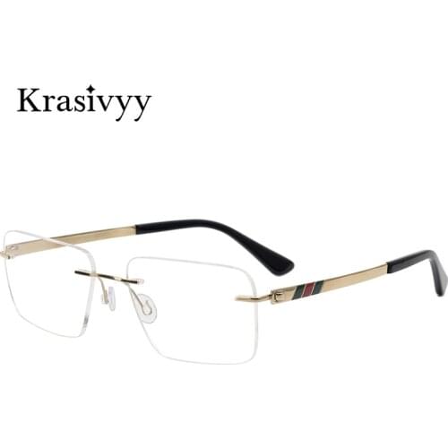 Krasivyy Rimless Glasses Frame Men Brand Designer Optical Prescription Eyewear Males Pure Titanium Frameless Square Eyeglasses