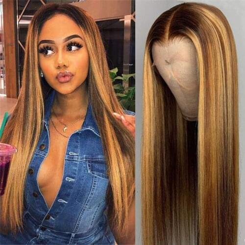 Straight Lace Front Wig Highlight Wig Human Hair Wigs T Part 150 Brazilian Remy Cheap Human Hair Wigs Transparent Lace Wigs