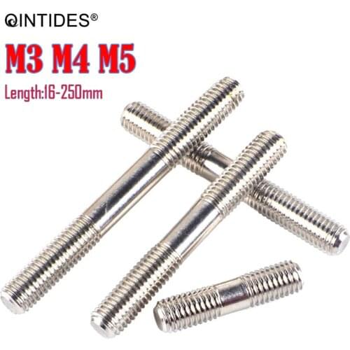 QINTIDES M3 M4 M5 Double end studs (clamping type) 304 stainless steel Isometric double head bolts