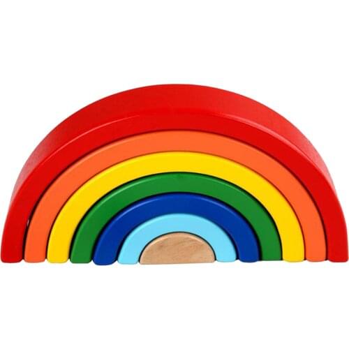 Rainbow Stacker Wooden Nesting Stacking Blocks Set Learning Education Fun Toy
