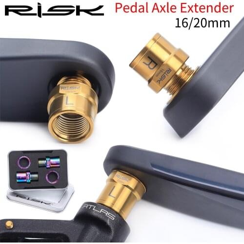 RISK 1 Pair Titanium Ti Bike Pedal Axle Extenders Bicycle Pedal Extension Bolts Spacers 16mm/20mm for MTB Road Bicycle Pedals