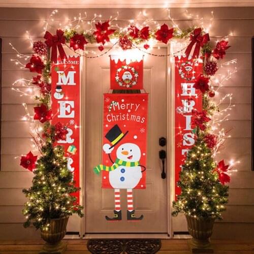 Christmas Decorations Red Merry Christmas Porch Sign Xmas Hanging for Home door Banner Ornaments New Year Navidad noel 2020decor