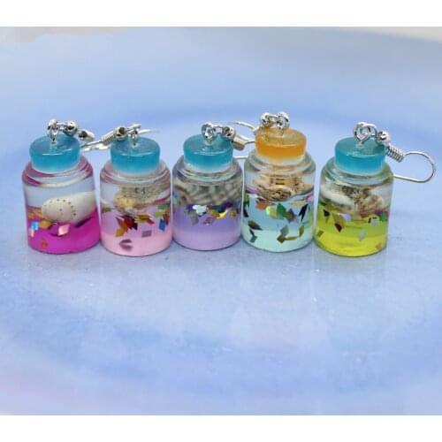 Funny Simulated Stereoscopic Shell Drift Botlle Earrings Womens Fashion Creative Personality Hand-made DIY Jewelry Gifts