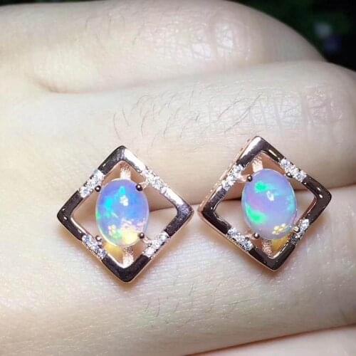 Natural Real OPal Earrings S925 Sterling Silver Fine Elegant Jewelry for Women Earring