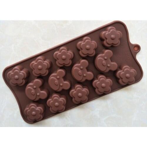 4 Even Plum Bear Silicone Chocolate Mold Ice Grid Mold XG671