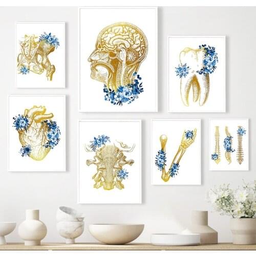 Modern Anatomy Flower Organs Aesthetic Wall Art Canvas Painting Nordic Posters And Prints Wall Pictures For Hospital Decoration