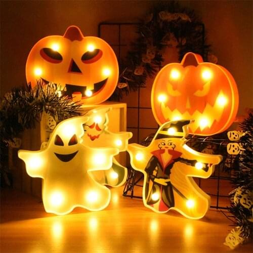 Halloween Pumpkin LED Lights Witch Ghost Spider Table Night Light For Halloween Party Home Bar Decor Supplies Horror Props Lamp