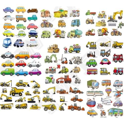 DIY Heat Transer Iron-on Patches For Clothing Cute Cartoon Cars Set Patch Children T-shirt Dresses Accessory Appliques Badges