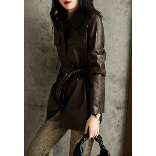 High-quality Big Tone Cool and Beautiful Shirt-style Sheepskin Trench Coat