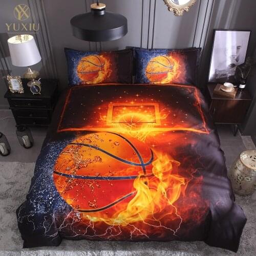 YuXiu Classic 3D Bedding Set Duvet Cover Sets Basketball Football Black Bed Linen Full Queen King Single Twin Size Quilt Covers
