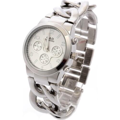 Relogio Feminino G&D Women Silver Quart Wristwatches Stainless Steel Dress Watch Women Reloj Mujer Montre Homme Clock Gifts