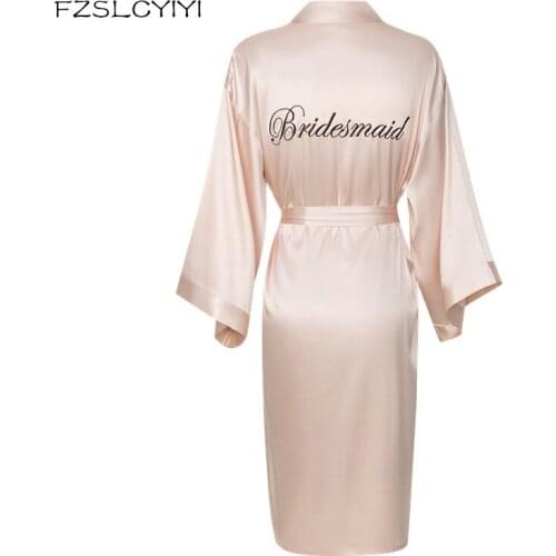 FZSLCYIYI Bride Robe Embroidery Satin Wedding Robes Silk Night Robe Elegant Long Sleeve Bathrobe Spring Summer Solid Color Robes