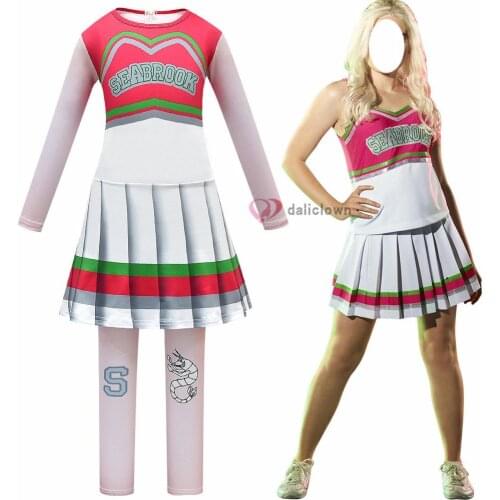 Z-O-M-B-I-E-S 2 Zombie High School Cosplay Costume Seabrook Dress Jumpsuit Cheerleader Girls Carnival Halloween Costume