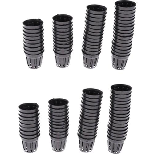 100 pcs Round Aquatic Plant Basket Black Slotted Mesh Net Pot for Hydroponics S