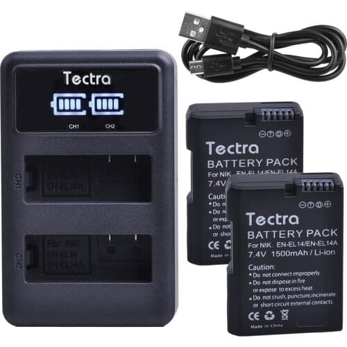 1500mAh 2pcs EN-EL14 EN-EL14a Battery for Nikon D5200 D3200 D3300 D3400 D5100 D3500 ENEL14 Battery+LED Display USB Dual Charger