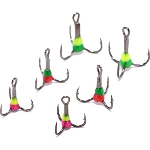 2Pcs Winter Ice Fishing Three Anchor Hook Lure Mini Metal Bait Fish Fishhooks 6#/8#/10