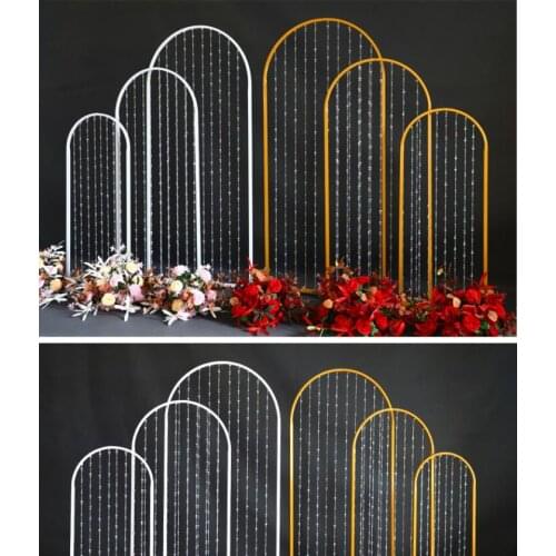 3pcs Wedding Stage Backdrop Arch With Crystal Birthday Party Flower Balloons Curtain Shelf Advertising stand Billboard Frame