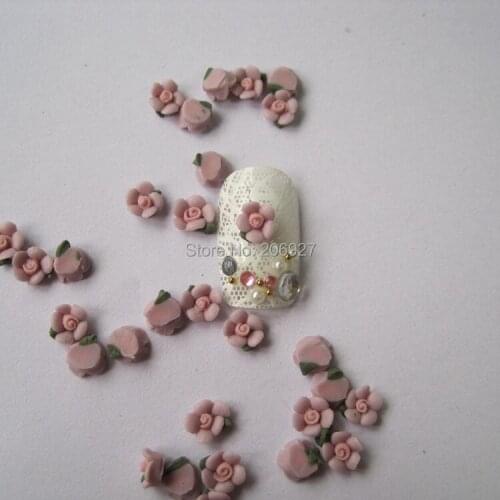 CF1-6 30pcs Cute Ceramic Purple Flower Shape Nail Art Decoration Outlooking