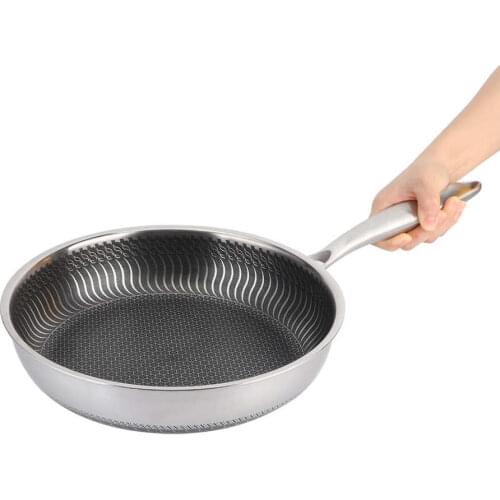 304 Stainless Honeycomb Steel Frying Pan NonStick Fried Steak Saucepan Gas Cooker Griddle Breakfast Wokpan Sartenes Cookware E5