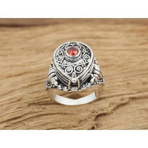 925 Sterling Silver memory Cremation Ash Urn ring Jewelry us size 7-9 A150
