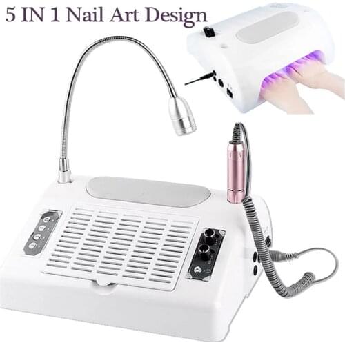 5 IN 1 Nail Art Equipment Nail Dryer With Nail Drill Manicure Machine Nail Vacuum Cleaner Salon Use Multifunctional Nail Tools