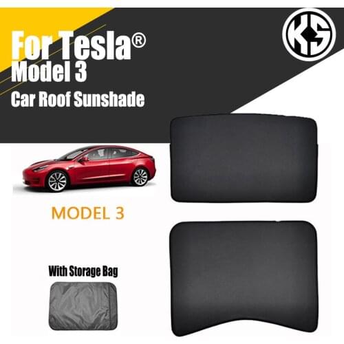 Car Glass Roof Sunshade For Tesla Model 3 Front Rear Sunroof Windshield Skylight Blind Shade Net UV Protection Interior Cover