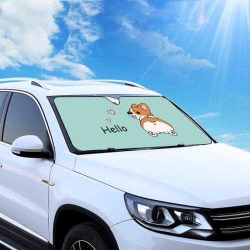 Car Cartoon Cute Shiba Inu Windshield Sunshades Foldable Auto Front Window Sun Visor Anti-UV Protector Cover For Children Kids