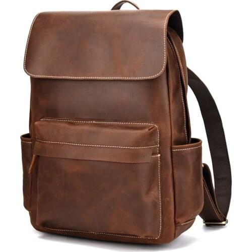 Genuine leather cow skin men large backpack outdoor travel backpack high quality