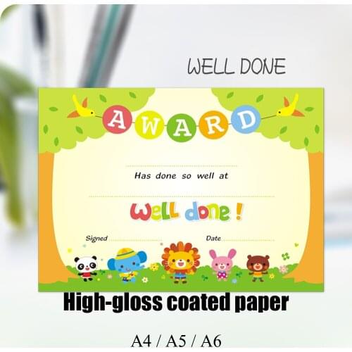 100PCS English certificate Inner Core Primary School Children Creative Praise Letter Kindergarten A4/A5/A6 Certificate paper