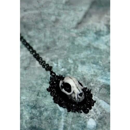 Cat Skull Necklace- Wiccan, Witch, Witchy, Goth, Pagan, Occult Jewelry Gift
