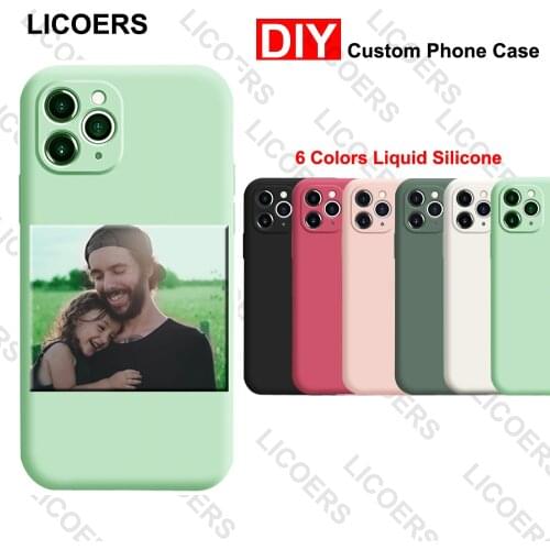 DIY Case for iPhone 12 Pro Max 12Pro Mini 11 XS XR X SE 7 8 6 6S Plus Custom Photo Liquid Silicone Flannel Lining Matte Cover