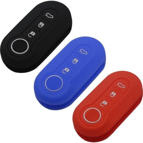 Kutery Silicone Rubber Car Key Cover Case For Fiat 500 Grande Panda Punto Ducato Bravo Remote Key Protecor 3Buttons