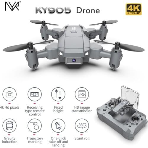 NYR 2021 New KY905 Mini Drone 4K 1080P HD Camera WiFi Fpv Air Pressure Altitude Hold Gray Foldable Quadcopter RC Dron Kids Toy