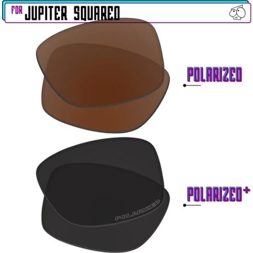EZReplace Polarized Replacement Lenses for - Oakley Jupiter Squared Sunglasses - Black P Plus-Brown P