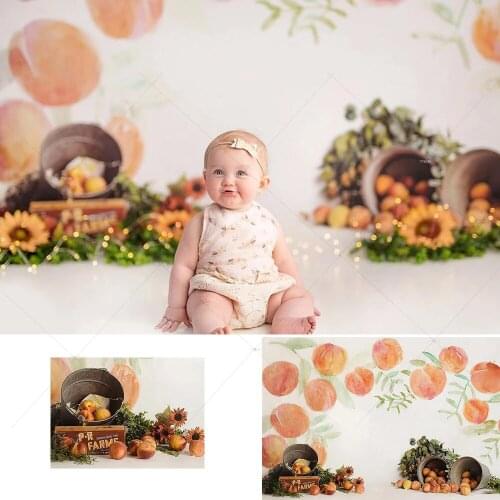 Photography Backdrops Farm Fresh Peach Market Sunflowers Sweet Girls Birthday Party Baby Shower Newborn Background Photo Studio