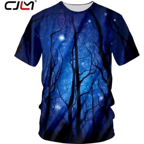 CJLM Galaxy Star Tshirts Summer Tops 3d Print Night Forest T-shirt Male Hip Hop Streetwear Tees Hombre Casual Crewneck T Shirts